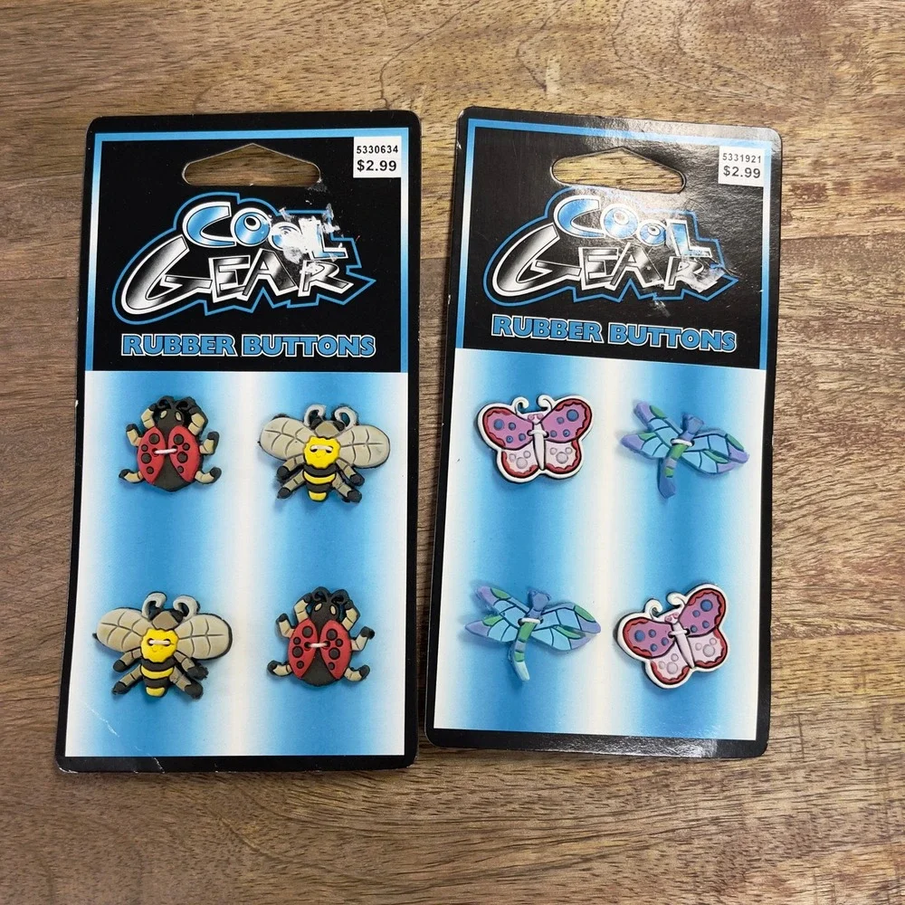 Vintage Cool Gear Rubber Buttons Insects‎ Butterflies 90s Kidcore Retro